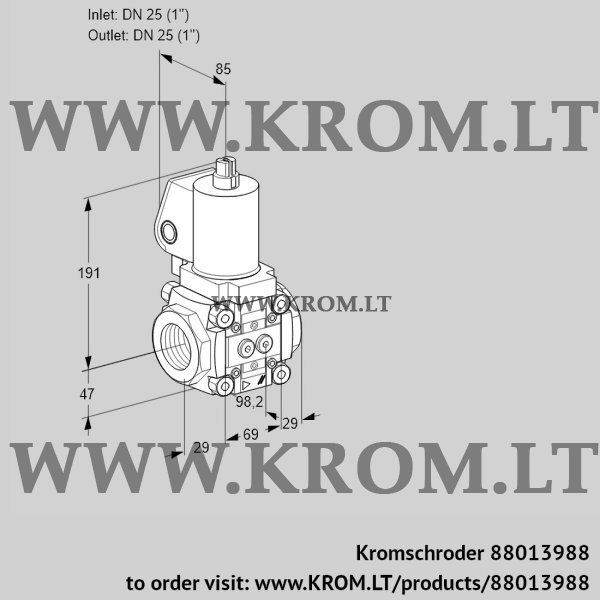 Kromschroder VAS 2T25N/NKSL, 88013988 gas solenoid valve, 88013988