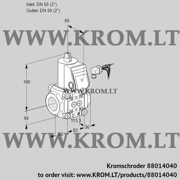 Kromschroder VAS 350R/NK, 88014040 gas solenoid valve, 88014040