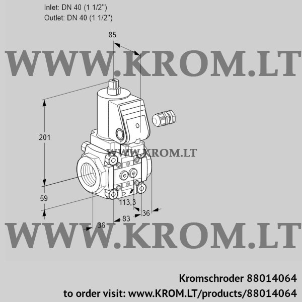 Kromschroder VAS 340R/NQSR, 88014064 gas solenoid valve, 88014064