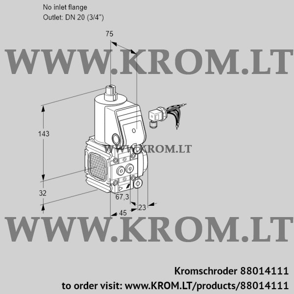 Kromschroder VAS 1-/20R/NW, 88014111 gas solenoid valve, 88014111