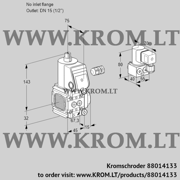 Kromschroder VAS 1-/15R/NW, 88014133 gas solenoid valve, 88014133