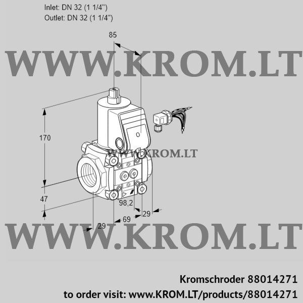 Kromschroder VAS 232R/NQ, 88014271 gas solenoid valve, 88014271