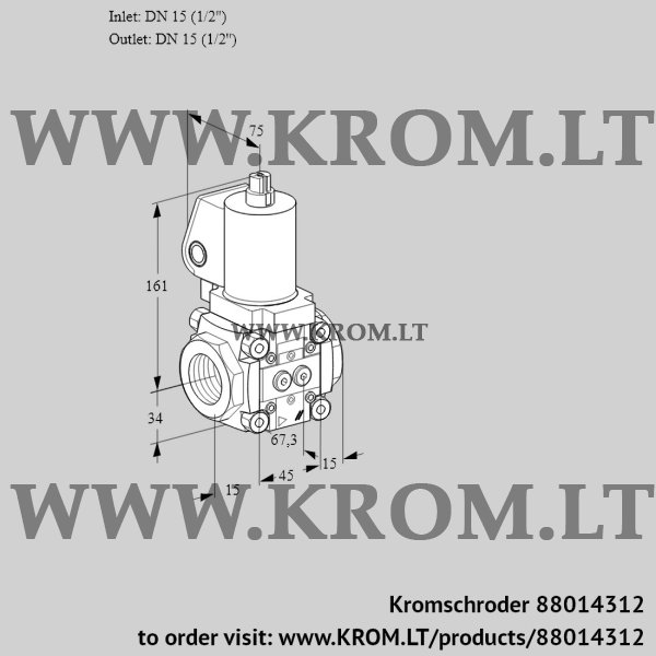 Kromschroder VAN 1T15N/NKGL, 88014312 gas solenoid valve, 88014312