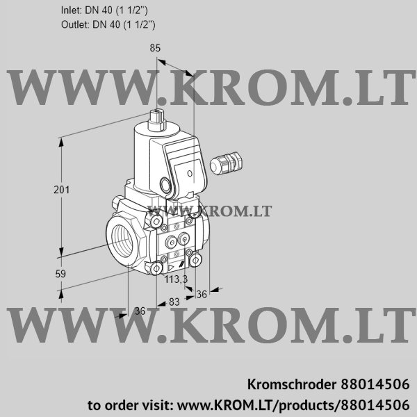 Kromschroder VAS 340R/NQGR, 88014506 gas solenoid valve, 88014506