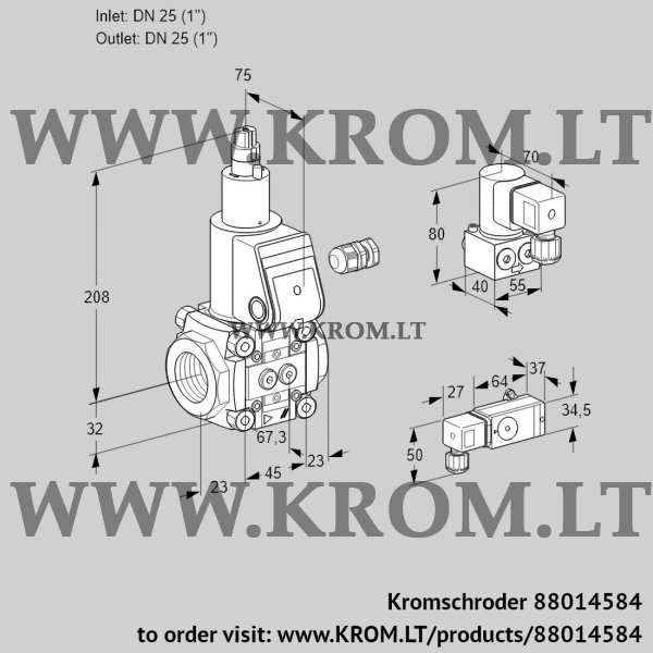 Kromschroder VAS 125R/LW, 88014584 gas solenoid valve, 88014584