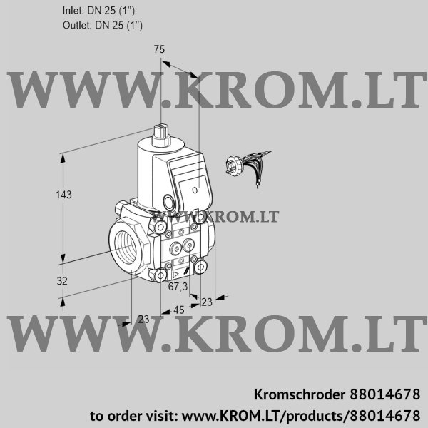 Kromschroder VAS 125R/NW, 88014678 gas solenoid valve, 88014678