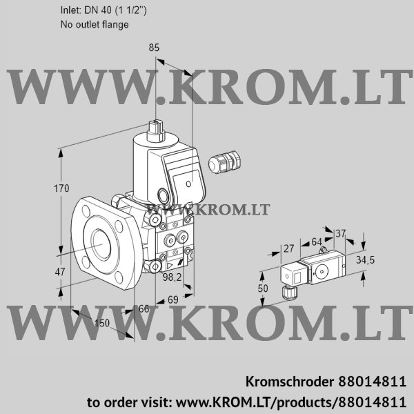 Kromschroder VAS 240/-F/NW, 88014811 gas solenoid valve, 88014811