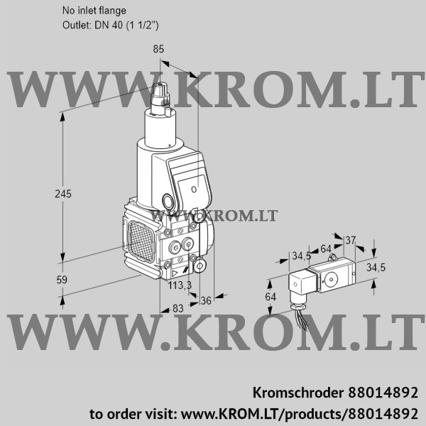 Kromschroder VAS 3T-/40N/LQ, 88014892 gas solenoid valve, 88014892