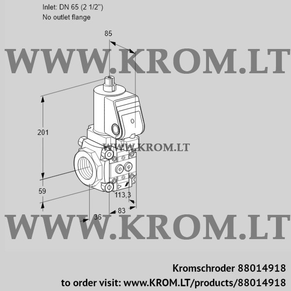 Kromschroder VAS 3T65/-N/NWSR, 88014918 gas solenoid valve, 88014918