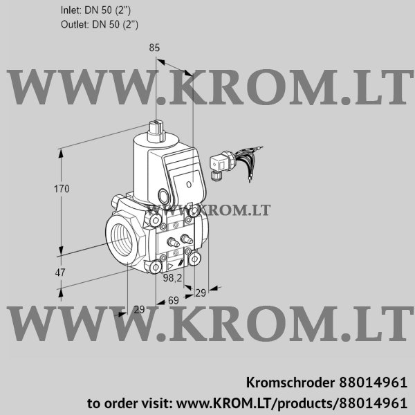 Kromschroder VAS 250R/NW, 88014961 gas solenoid valve, 88014961