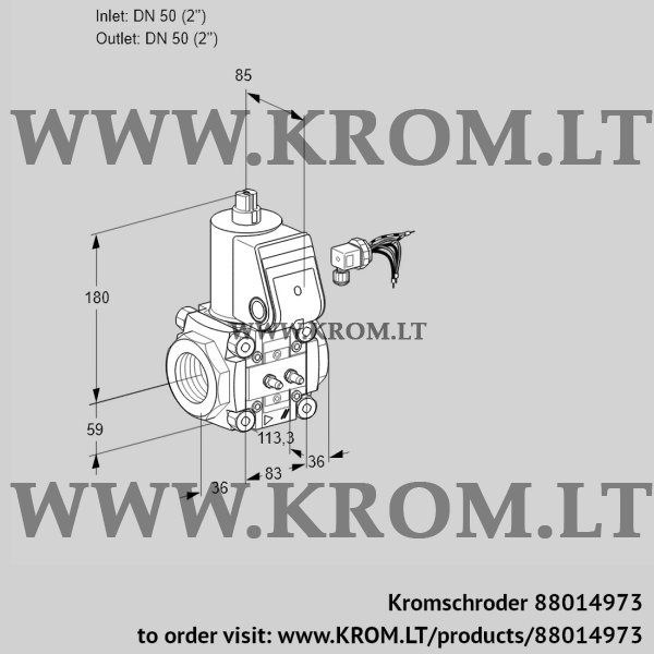 Kromschroder VAS 350R/NW, 88014973 gas solenoid valve, 88014973