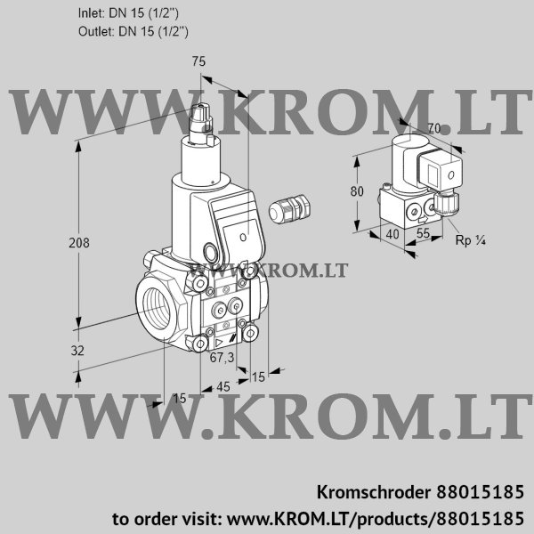 Kromschroder VAS 115R/LW, 88015185 gas solenoid valve, 88015185