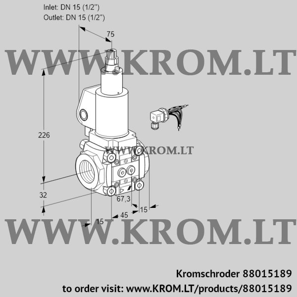 Kromschroder VAS 115R/LQSL, 88015189 gas solenoid valve, 88015189