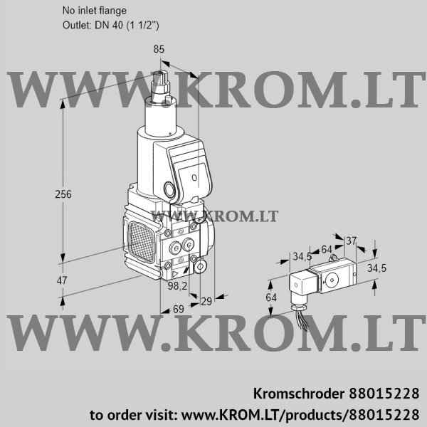 Kromschroder VAS 2T-/40N/LQSR, 88015228 gas solenoid valve, 88015228