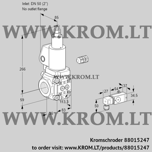 Kromschroder VAS 350/-R/LWSL, 88015247 gas solenoid valve, 88015247