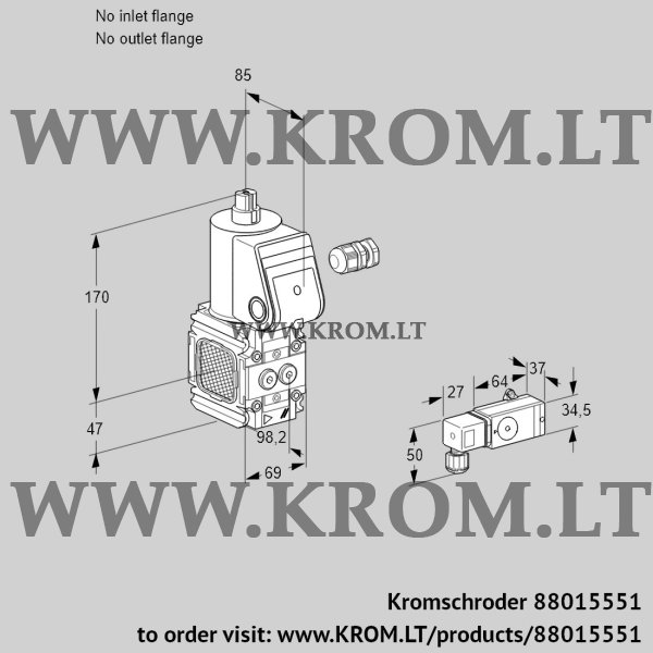 Kromschroder VAS 2-/NK, 88015551 gas solenoid valve, 88015551