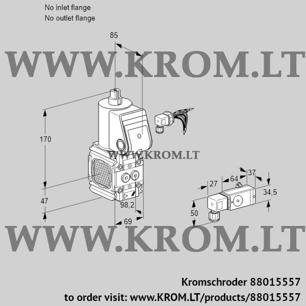 Kromschroder VAS 2-/NK, 88015557 gas solenoid valve, 88015557