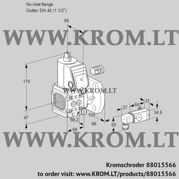 Kromschroder VAS 2-/40F/NW, 88015566 gas solenoid valve, 88015566