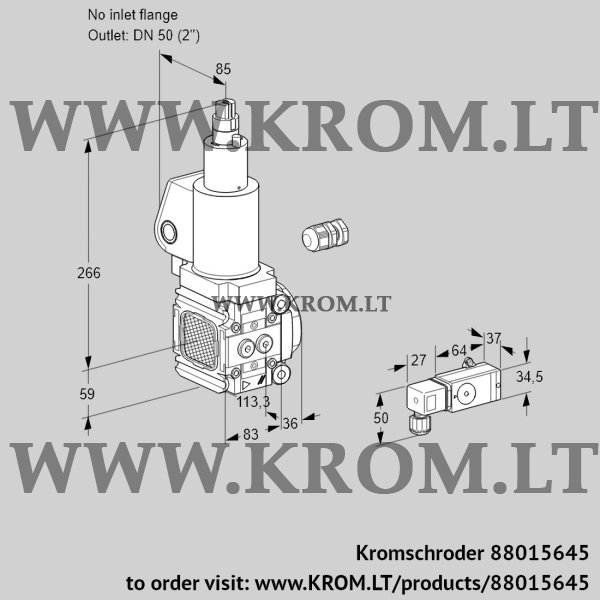 Kromschroder VAS 3-/50R/LWSL, 88015645 gas solenoid valve, 88015645