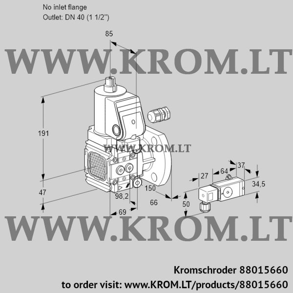 Kromschroder VAS 2-/40F/NWSR, 88015660 gas solenoid valve, 88015660