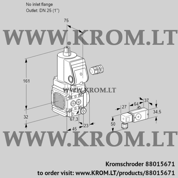 Kromschroder VAS 1-/25R/NWSR, 88015671 gas solenoid valve, 88015671