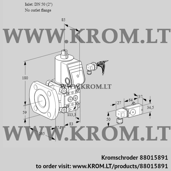 Kromschroder VAS 350/-F/NK, 88015891 gas solenoid valve, 88015891