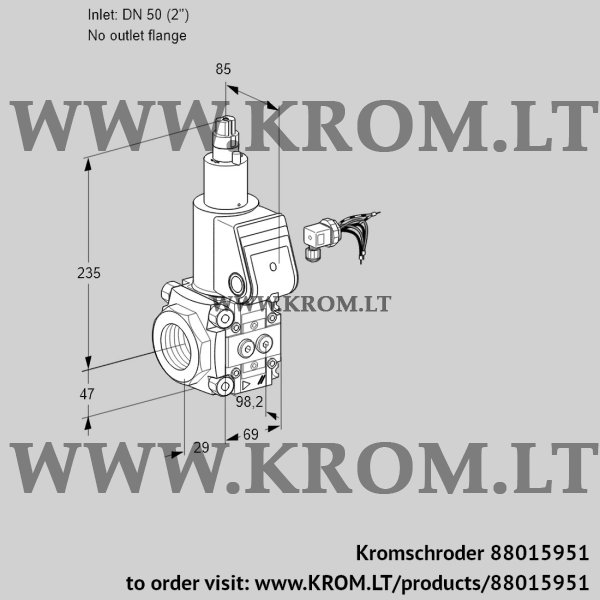 Kromschroder VAS 250/-R/LW, 88015951 gas solenoid valve, 88015951