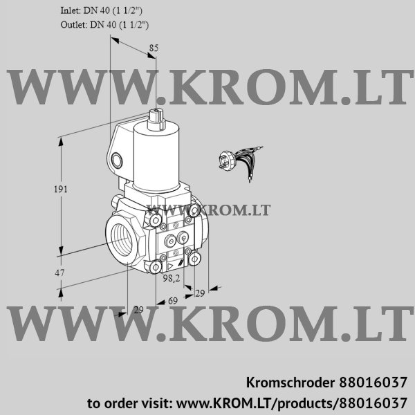 Kromschroder VAS 240R/NWGL, 88016037 gas solenoid valve, 88016037