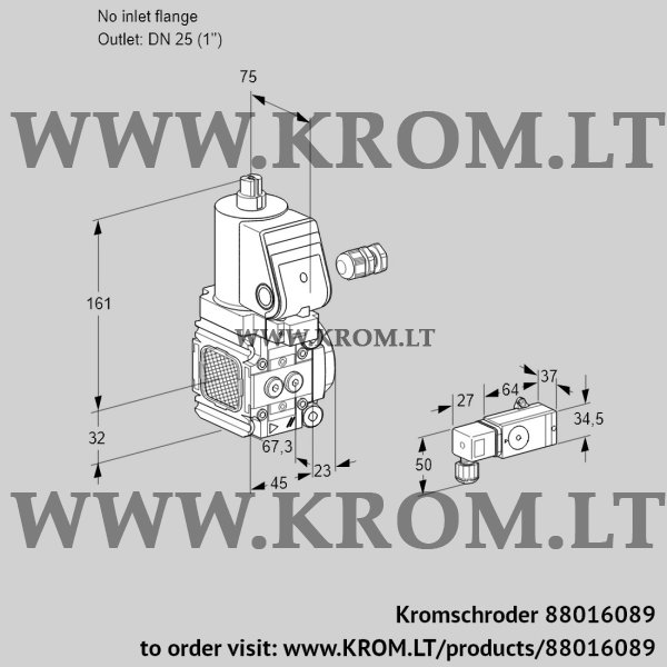 Kromschroder VAS 1-/25R/NWSR, 88016089 gas solenoid valve, 88016089