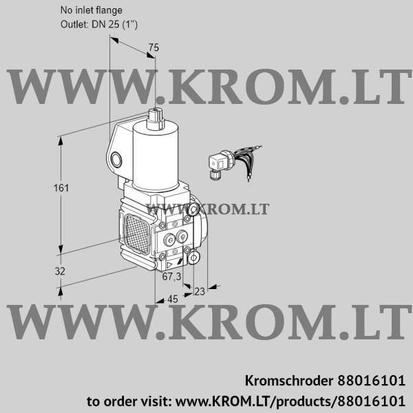 Kromschroder VAS 1-/25R/NWGL, 88016101 gas solenoid valve, 88016101