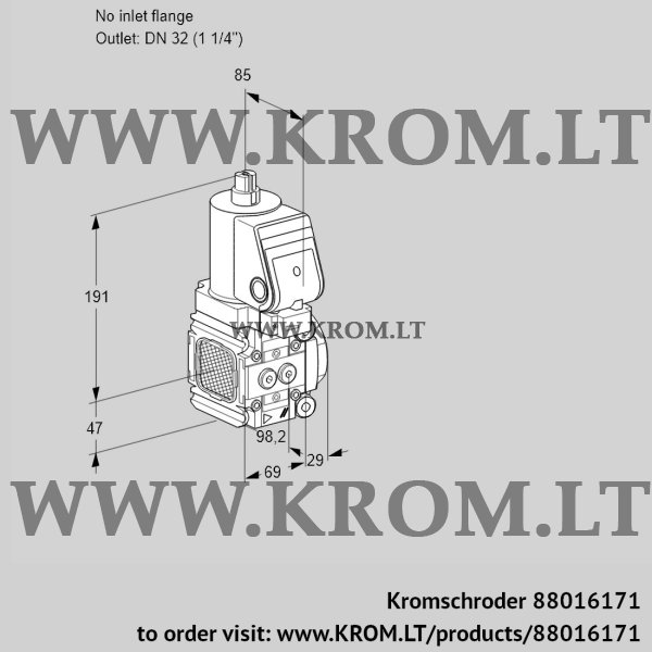 Kromschroder VAS 2T-/32N/NQSR, 88016171 gas solenoid valve, 88016171