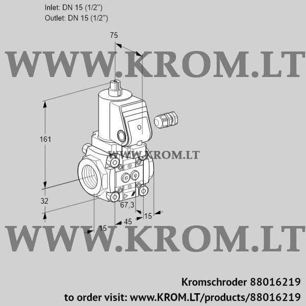 Kromschroder VAS 115R/NWSR, 88016219 gas solenoid valve, 88016219