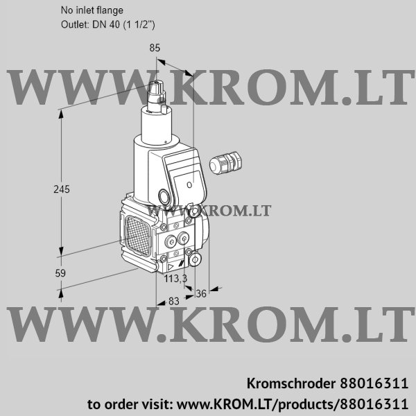 Kromschroder VAS 3-/40R/LY, 88016311 gas solenoid valve, 88016311