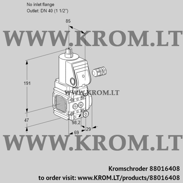 Kromschroder VAS 2-/40R/NPGR, 88016408 gas solenoid valve, 88016408