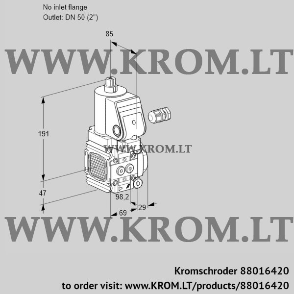 Kromschroder VAS 2-/50R/NPGR, 88016420 gas solenoid valve, 88016420