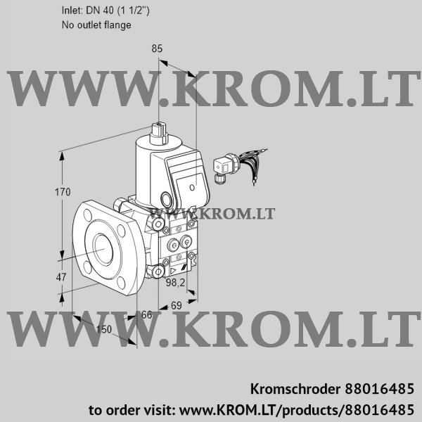 Kromschroder VAS 240/-F/NW, 88016485 gas solenoid valve, 88016485