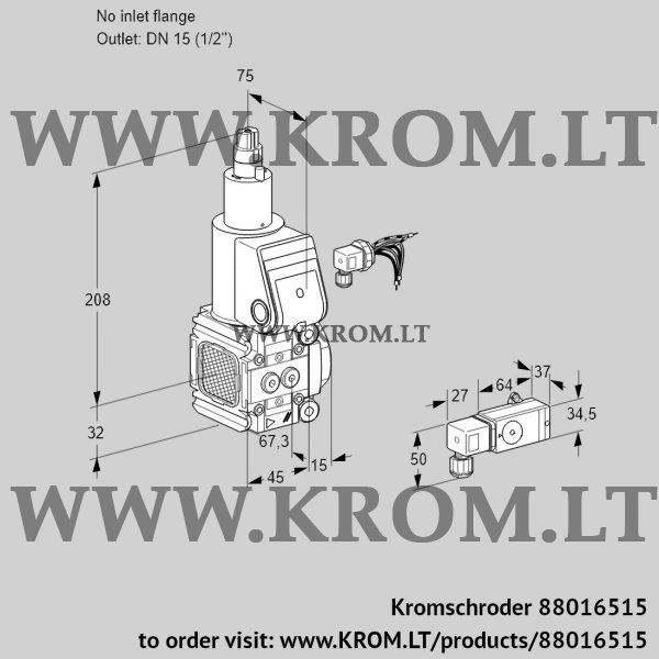 Kromschroder VAS 1-/15R/LW, 88016515 gas solenoid valve, 88016515