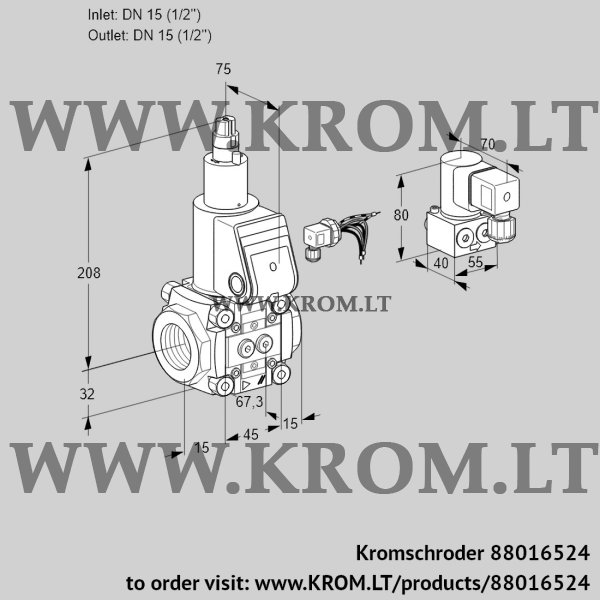 Kromschroder VAS 115R/LW, 88016524 gas solenoid valve, 88016524