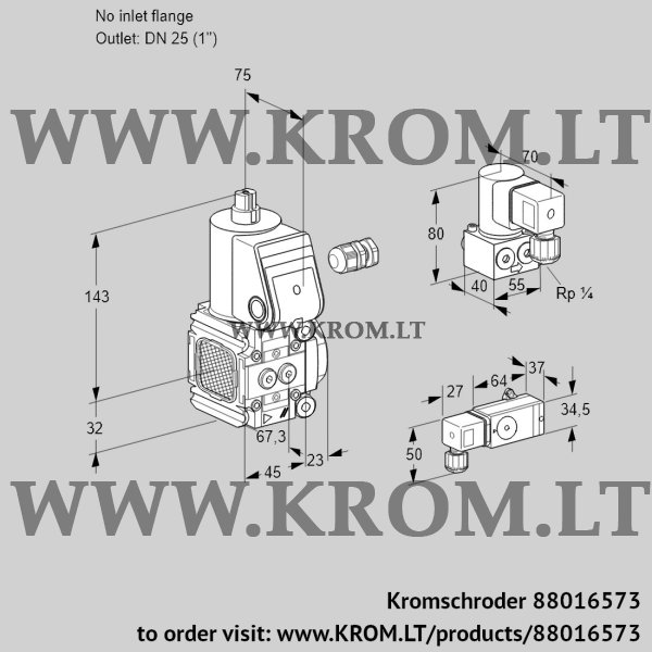 Kromschroder VAS 1-/25R/NW, 88016573 gas solenoid valve, 88016573