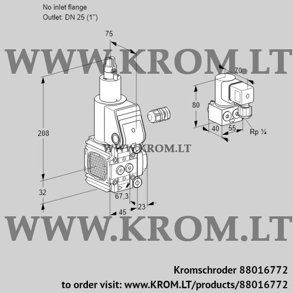 Kromschroder VAS 1-/25R/LW, 88016772 gas solenoid valve, 88016772