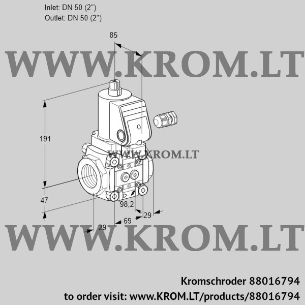 Kromschroder VAS 250R/NKGR, 88016794 gas solenoid valve, 88016794