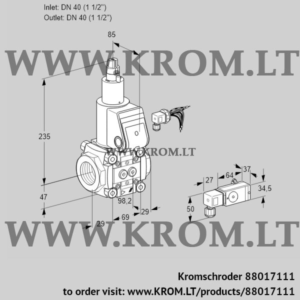 Kromschroder VAS 240R/LW, 88017111 gas solenoid valve, 88017111