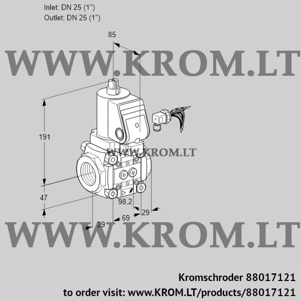 Kromschroder VAS 225R/NKGR, 88017121 gas solenoid valve, 88017121