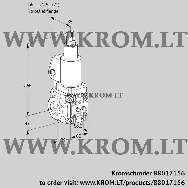 Kromschroder VAS 2T50/-N/LQSL, 88017156 gas solenoid valve, 88017156