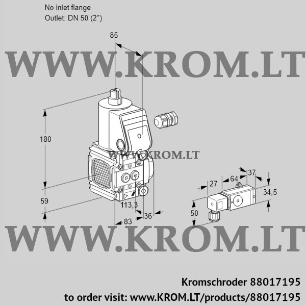 Kromschroder VAS 3-/50R/NQ, 88017195 gas solenoid valve, 88017195