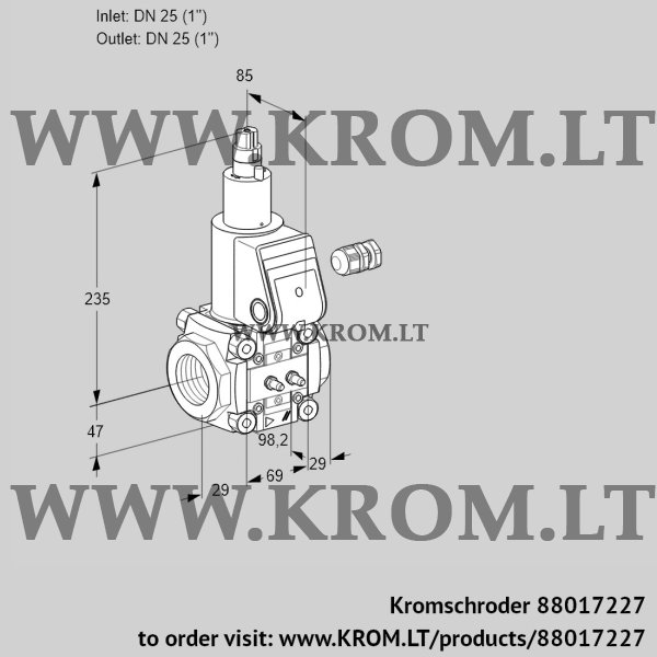 Kromschroder VAS 225R/LW, 88017227 gas solenoid valve, 88017227