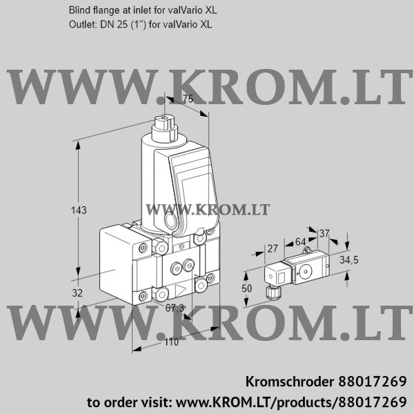 Kromschroder VAS 1W0/W25R/NW, 88017269 gas solenoid valve, 88017269