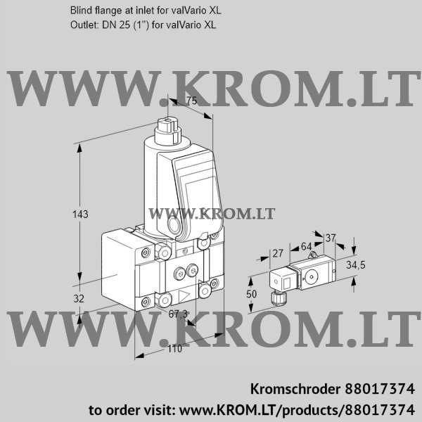 Kromschroder VAS 1W0/W25R/NW, 88017374 gas solenoid valve, 88017374