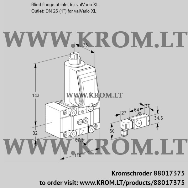 Kromschroder VAS 1W0/W25R/NW, 88017375 gas solenoid valve, 88017375