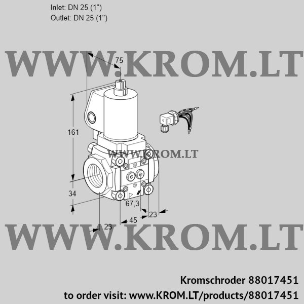 Kromschroder VAN 125R/NKGL, 88017451 gas solenoid valve, 88017451